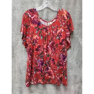 Cato Blouse Womens Large Red‎ Floral